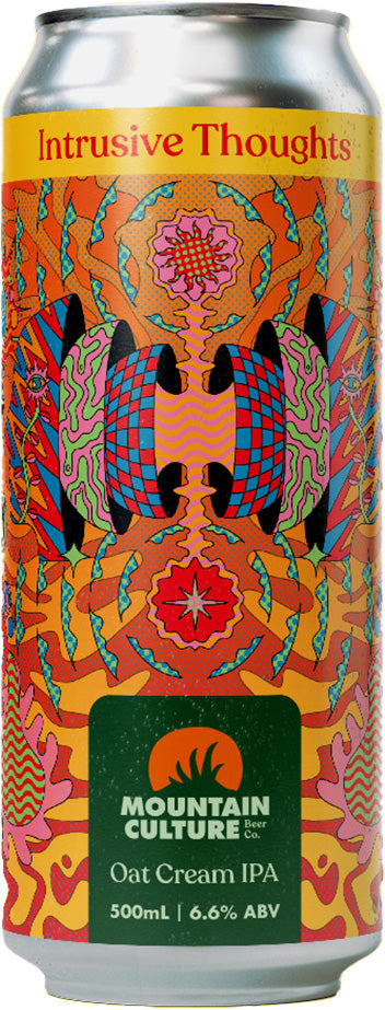Can of Mountain Culture Oat Cream IPA with colourful design and text.