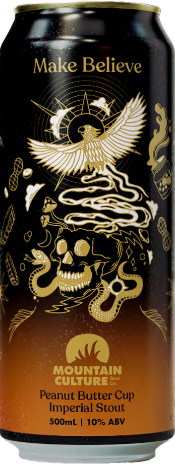 Can of Mountain Culture Peanut Butter Cup Imperial Stout with artistic design and text