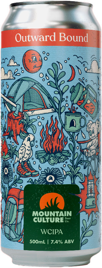 Can of Mountain Culture Outward Bound WCIPA with colorful design and branding