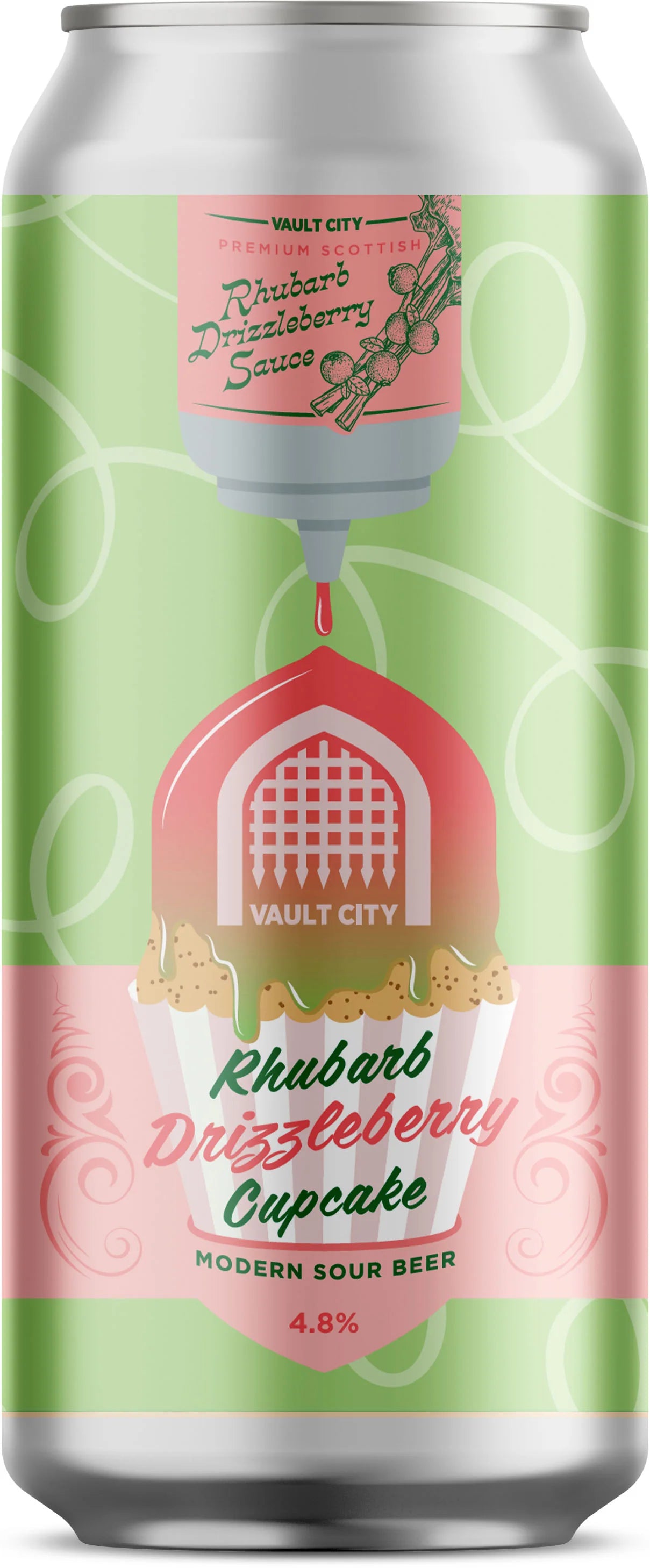 Rhubarb Drizzleberry Cupcake