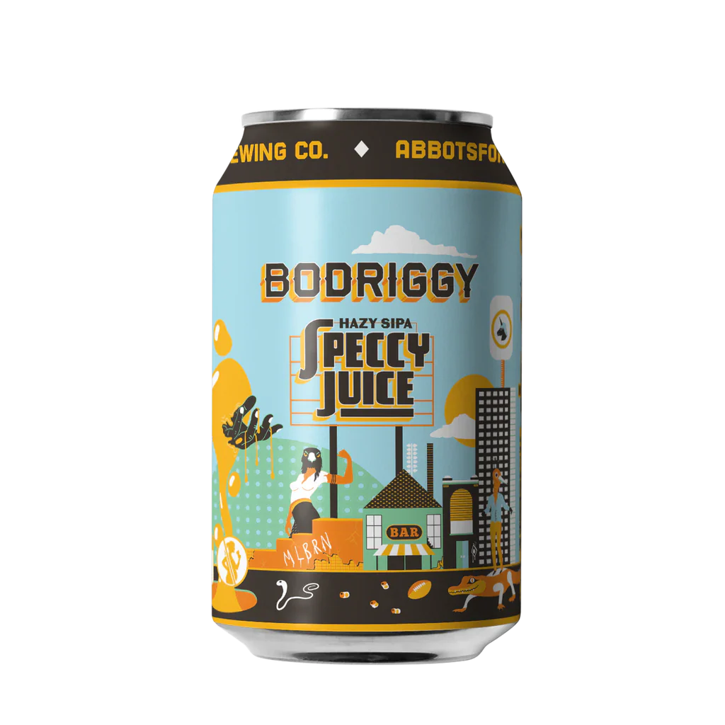 Can of Speccy Juice hazy IPA beer by Bodriggy Brewery from Australia
