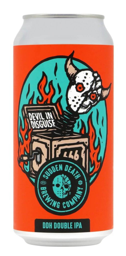 Can of Devil In Disguise double IPA by Sudden Death from Germany